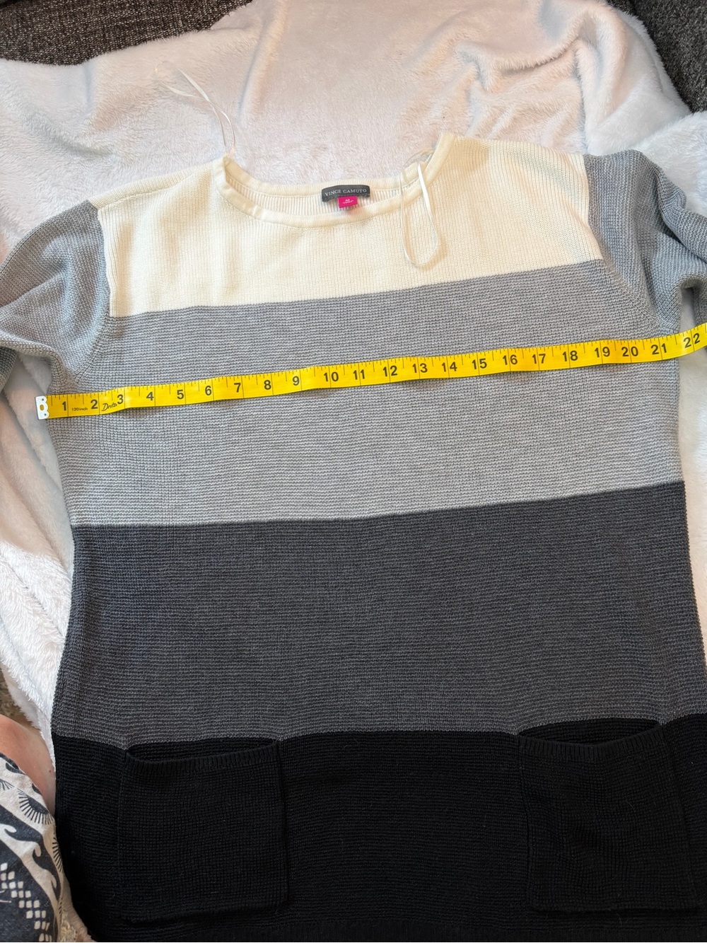 Striped Crewneck Sweater in Cream and Gray 2327